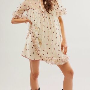 Free People Cream Mini Dress with Floral Accents